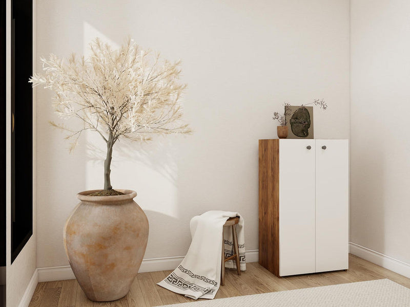 ARMOIRE MULTI-USAGES 2 PORTES BLANC/BLANC