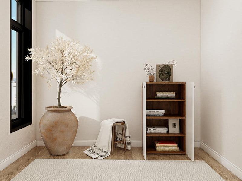 ARMOIRE MULTI-USAGES 2 PORTES BLANC/BLANC