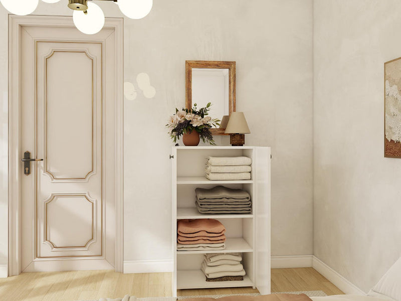 ARMOIRE MULTI-USAGES 2 PORTES BLANC/BLANC