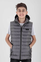 Boys' Casual Padded Jacket - Sleeveless - With Zipper and Hood