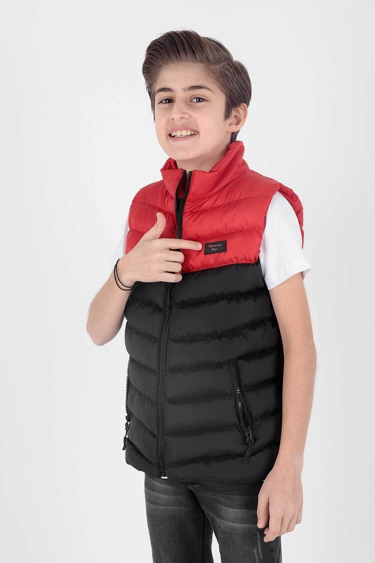 erkek çocuk moda trendi kapüşonsuz şişme yelek ak217980