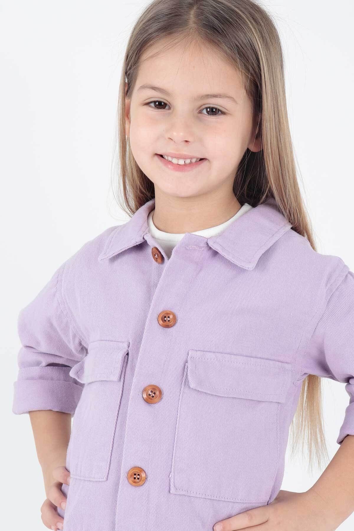 <tc>Veste en gabardine colorée en coton pour fille Ahenk Kids AK2210</tc>