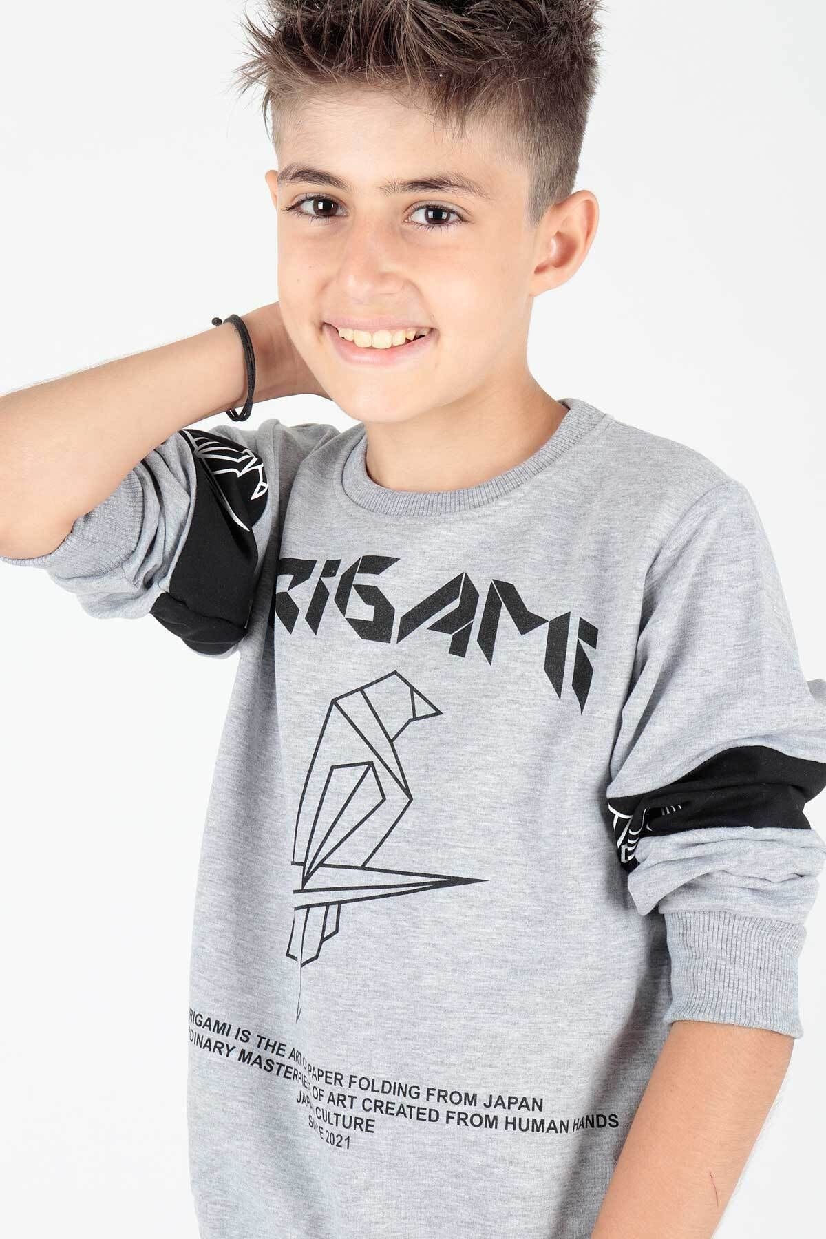 <tc>Sweat à imprimé Origami pour garçon Ahenk Kids AK15160</tc>