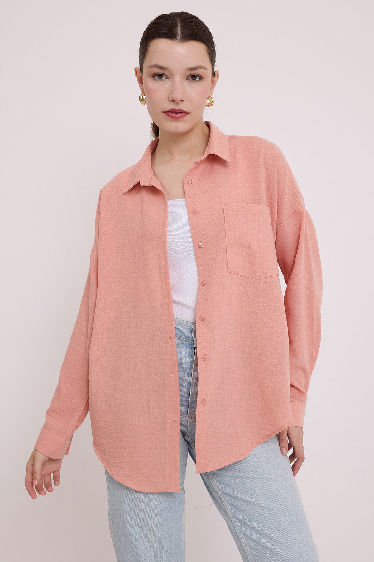 <tc>Chemise en lin oversize à une poche 20153.</tc>