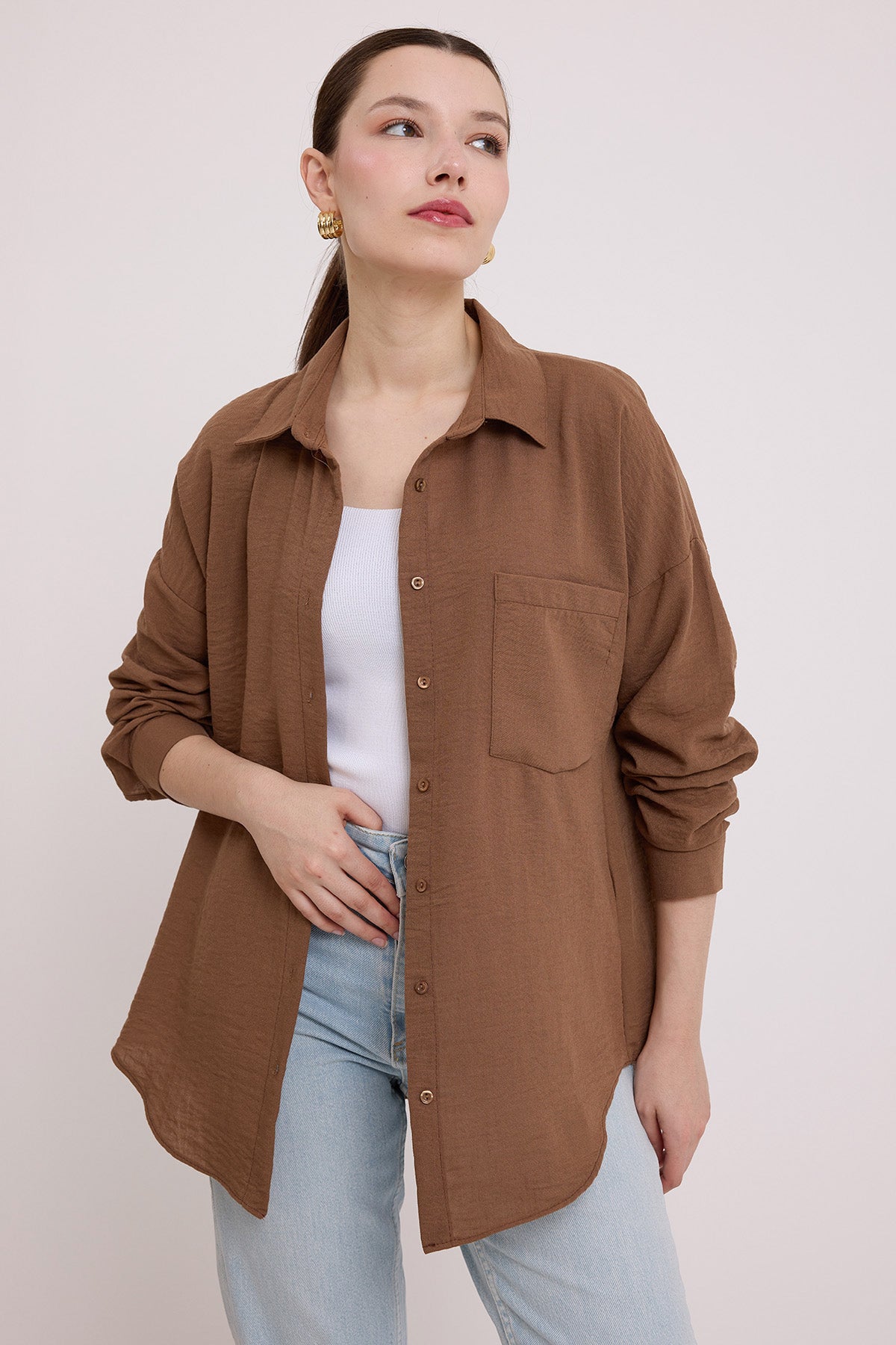 <tc>Chemise en lin oversize à une poche 20153.</tc>