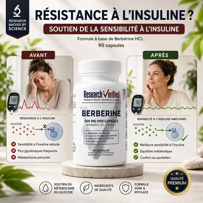 Berbérine HCl 500 mg – 90 Capsules | Métabolisme