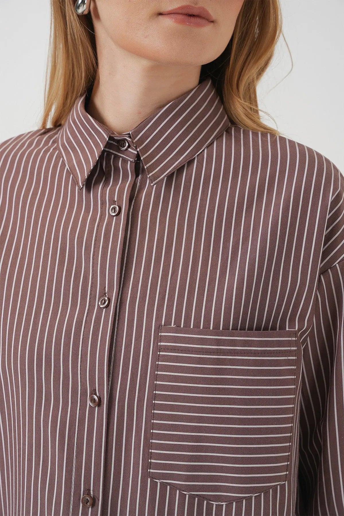 20205 çizgili oversize gömlek - Justyol