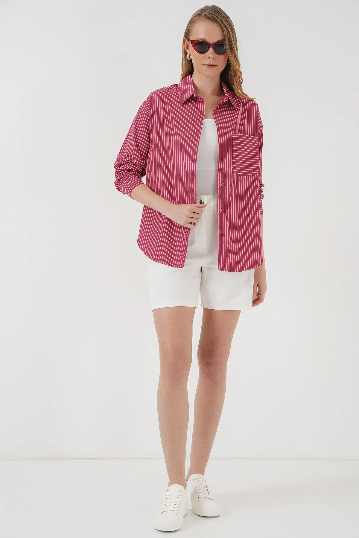 20205 çizgili oversize gömlek - Justyol