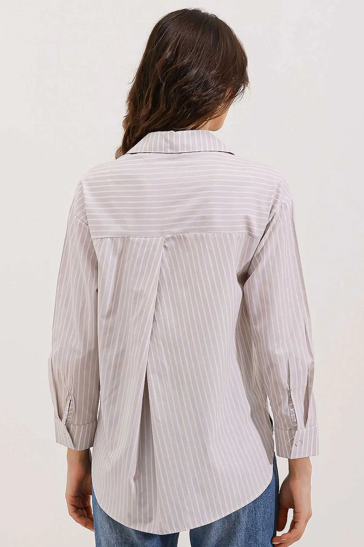 20205 çizgili oversize gömlek - Justyol