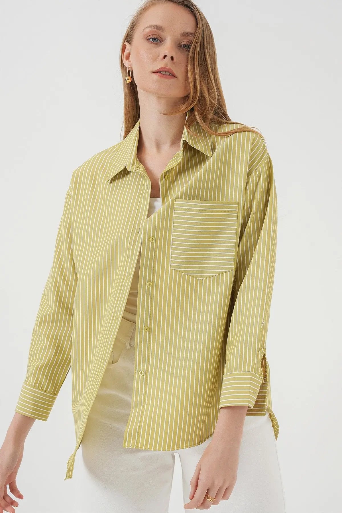 20205 çizgili oversize gömlek - Justyol
