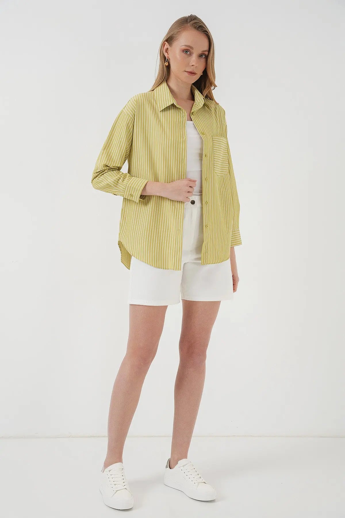 20205 çizgili oversize gömlek - Justyol