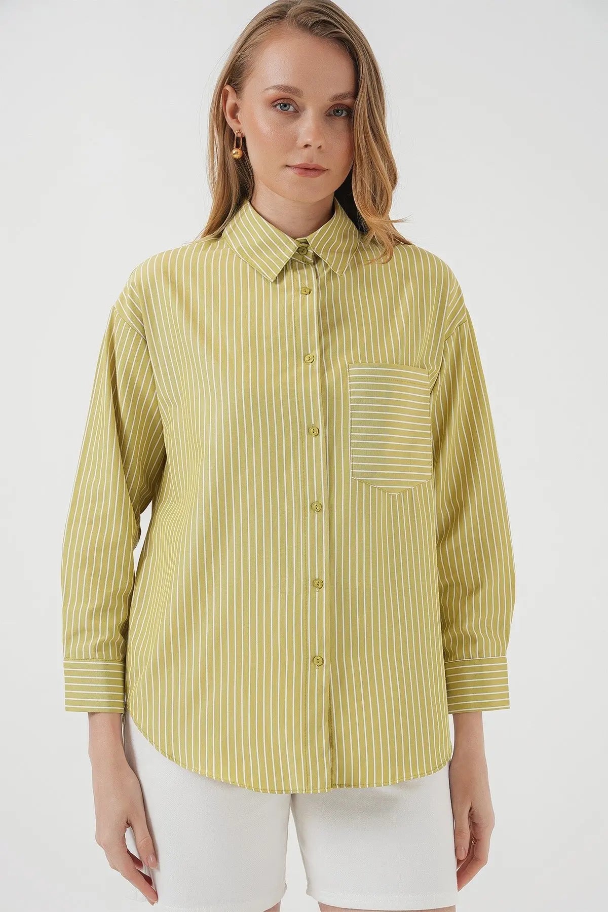 20205 çizgili oversize gömlek - Justyol