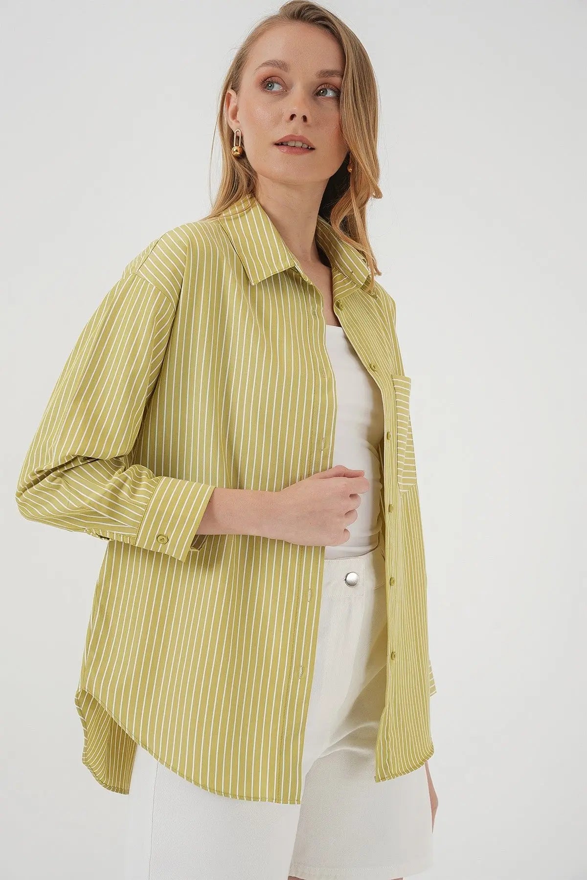 20205 çizgili oversize gömlek - Justyol