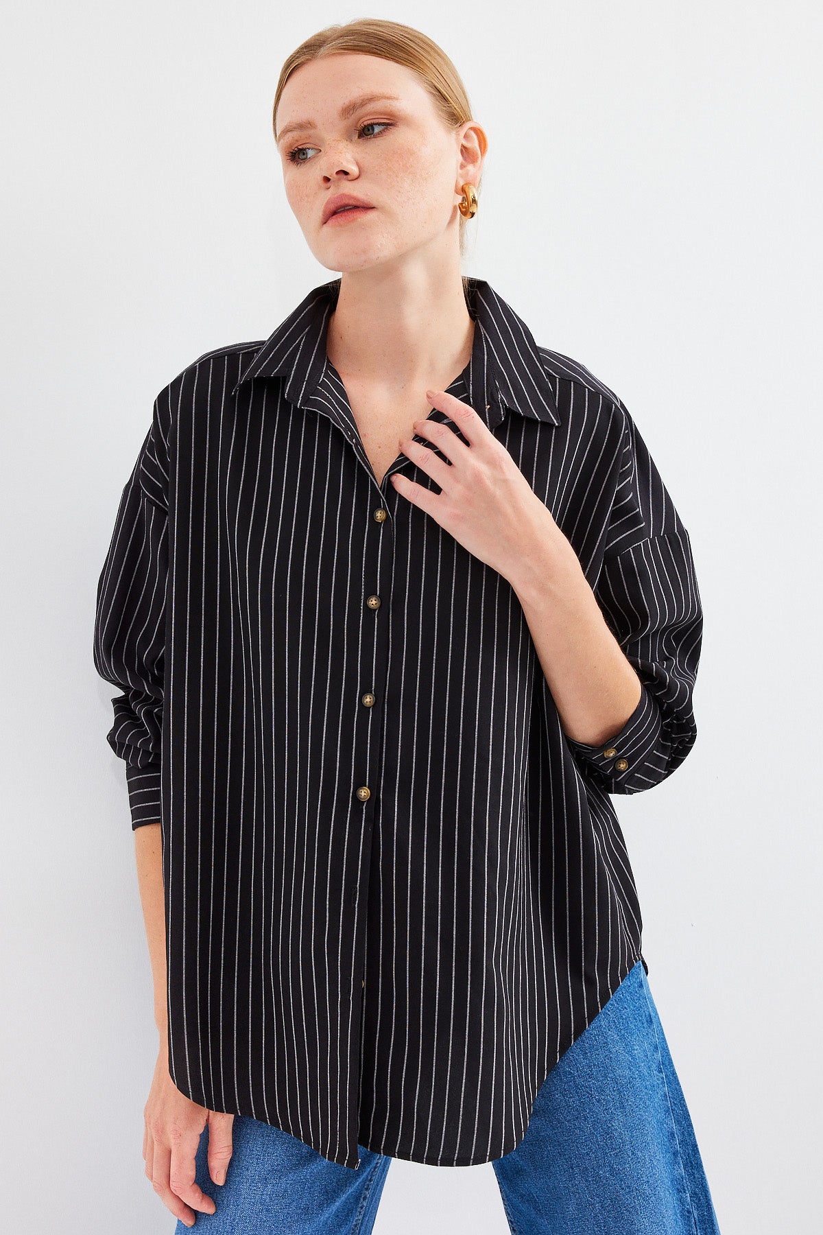 <tc>Chemise basique longue oversize à rayures 20208</tc>