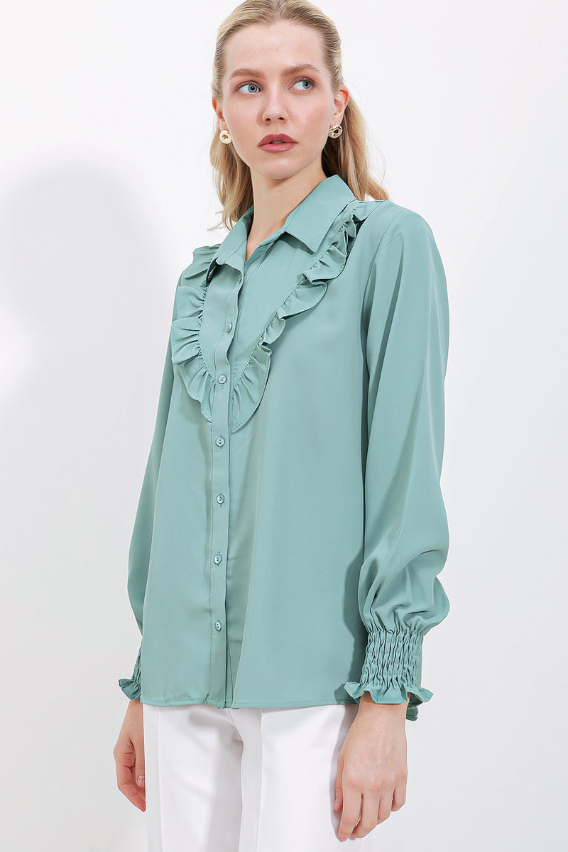 20223Chemise Femme à Volants Élégante
