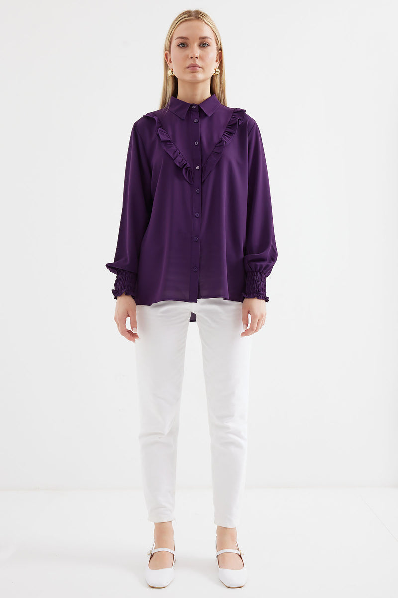20223Chemise Femme à Volants Élégante