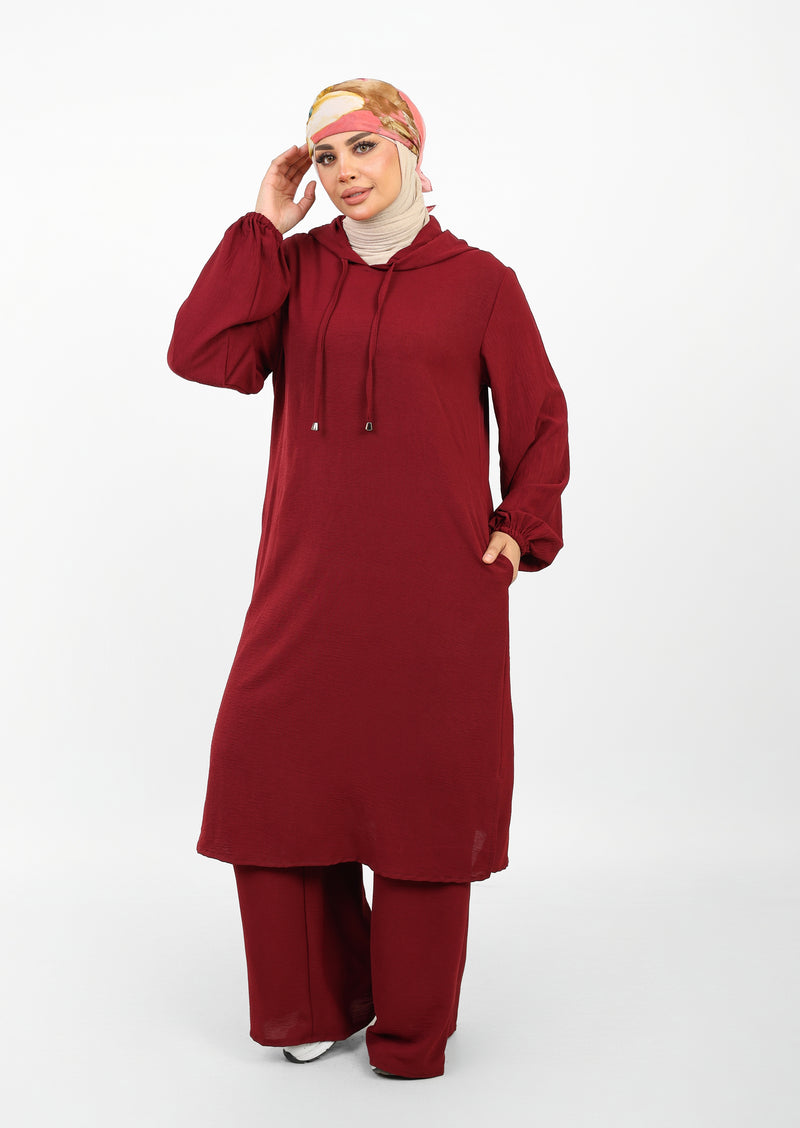 Ensemble Houria 2 Pièces – Tunique à Capuche & Pantalon Large