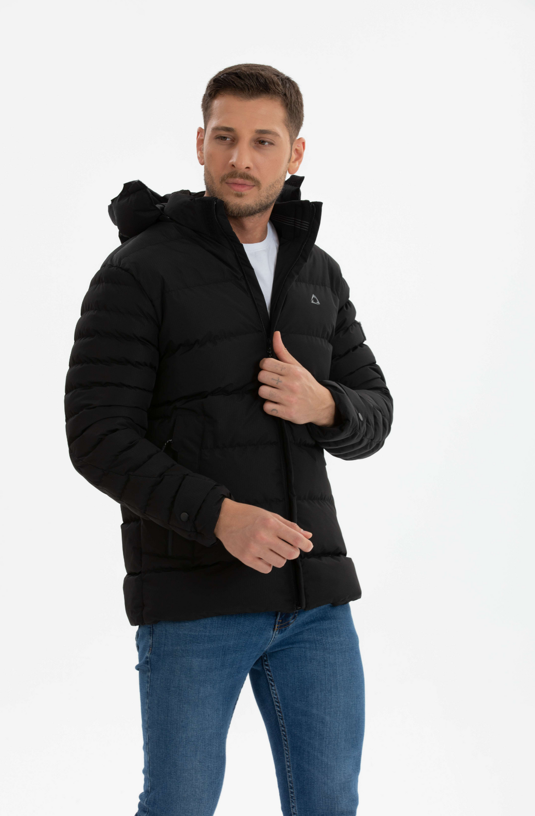 <tc>Manteau de sport pour homme, coupe-vent et imperméable, d'hiver, matelassé - Noir - 54933</tc>