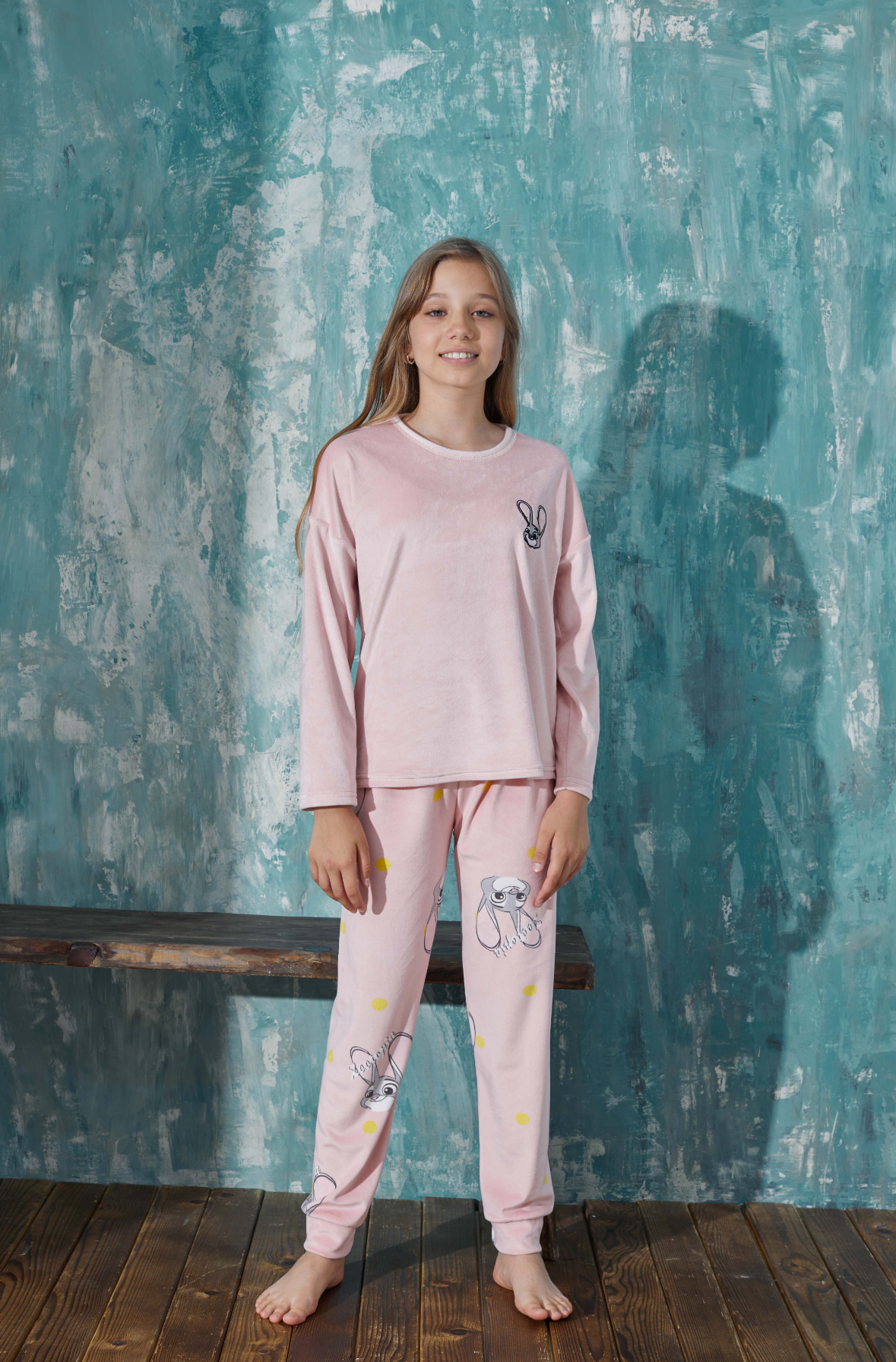 <tc>Ensemble de pyjama en velours français à motifs pour mère et fille (mère et fille vendues ensemble).</tc>