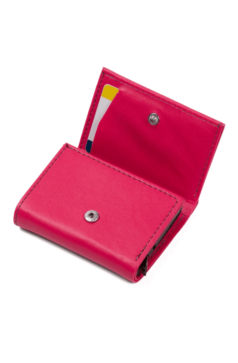 Porte-cartes en cuir vegan noir avec compartiment pour billets et mécanisme coulissant
