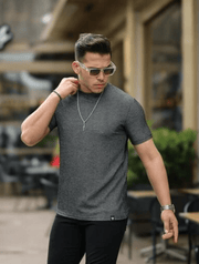 Çizgili Dokulu Fit T-Shirt - Justyol