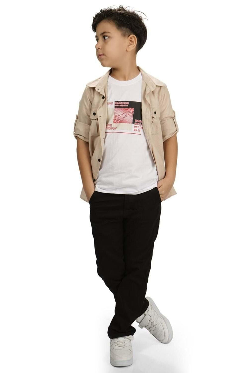 Ensemble Garçon Casual 3 Pièces Chemise T-shirt et Pantalon