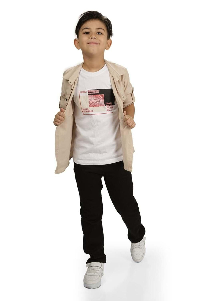 Ensemble Garçon Casual 3 Pièces Chemise T-shirt et Pantalon