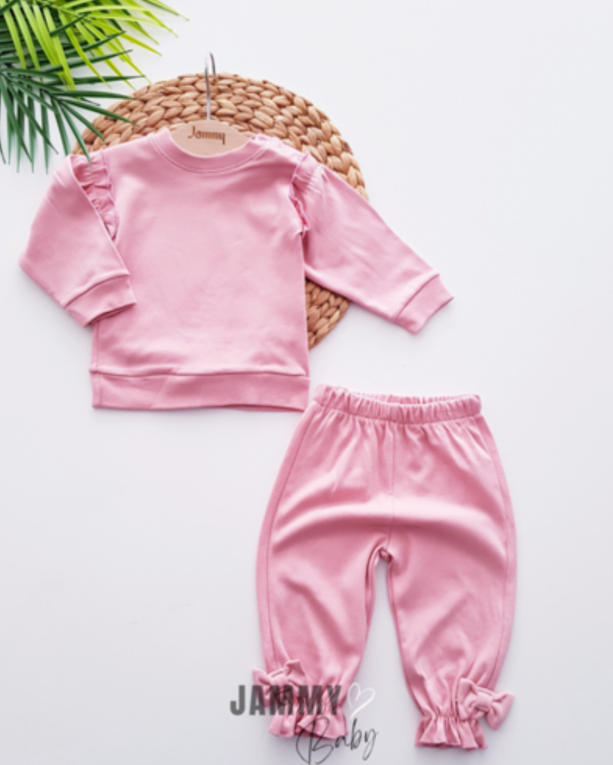 cessie ruffle detail seasonal suit-dried rose