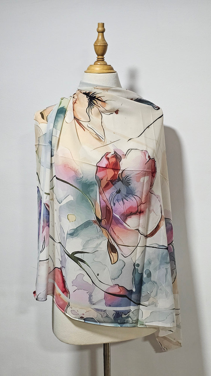 Foulard en crêpe égyptien imprimé léger et élégant
