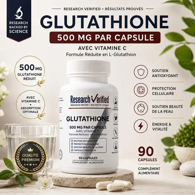 Glutathion Réduit 500 mg + Vitamine C – 90 Capsules