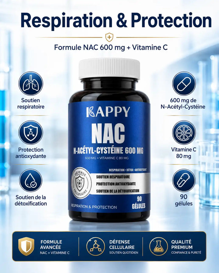 Kappy NAC 600 ملغ مع فيتامين C بتركيز 80 ملغ – 90 كبسولة