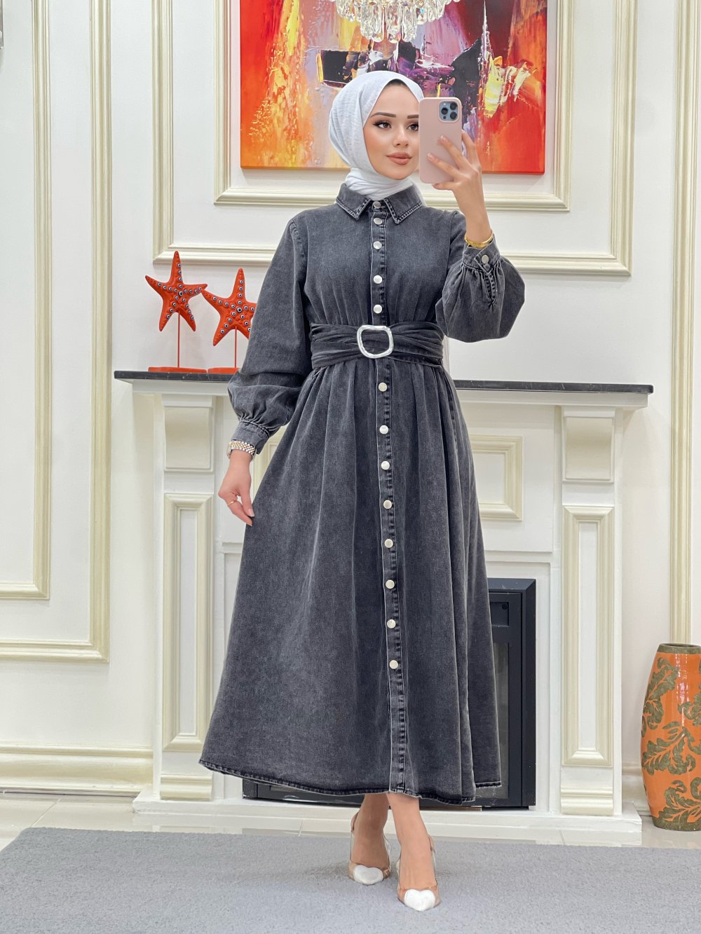 <tc>btk samia kot elbise 6472Robe BTK Samia en denim 6472</tc>