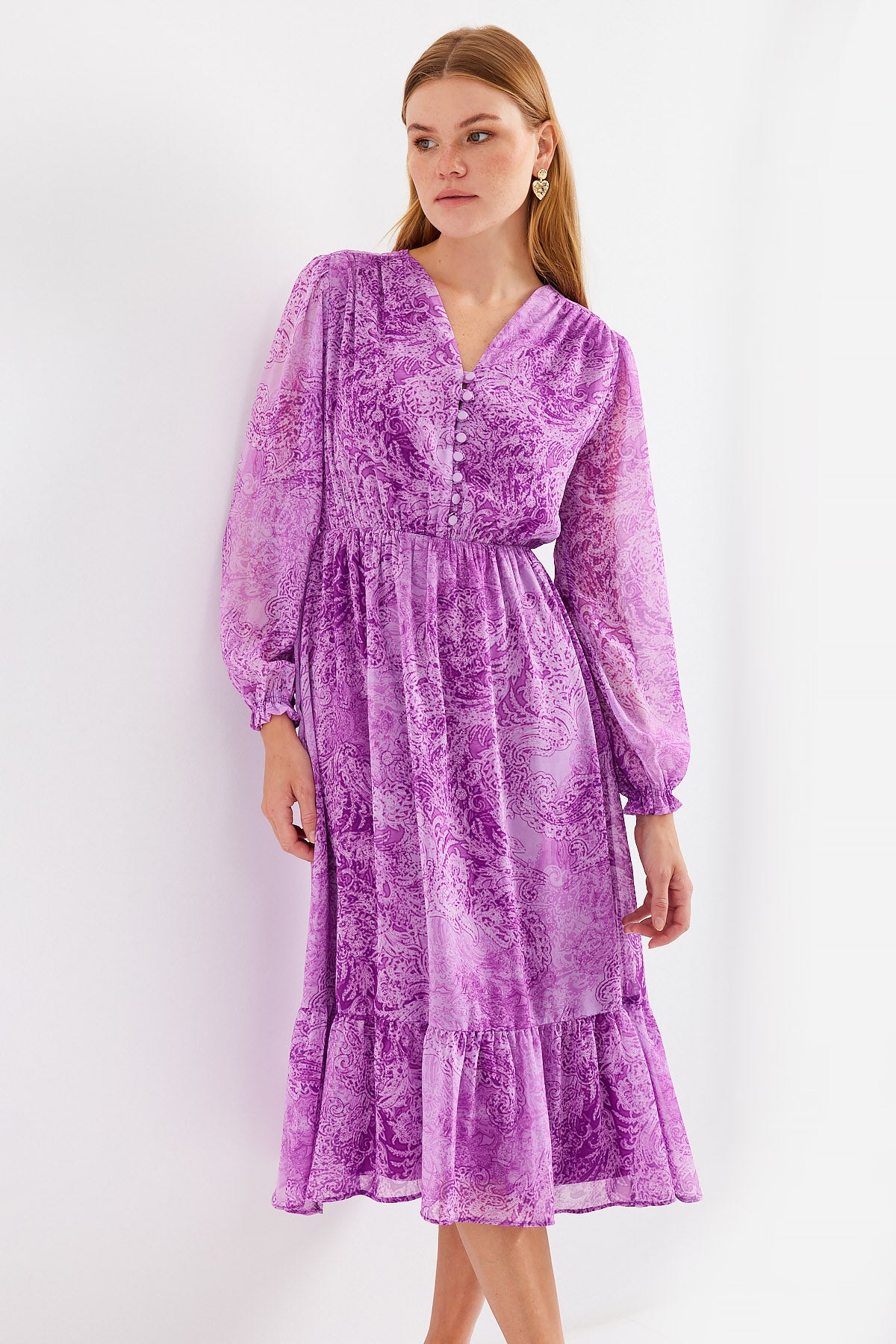 2137 robe en chiffon à motifs