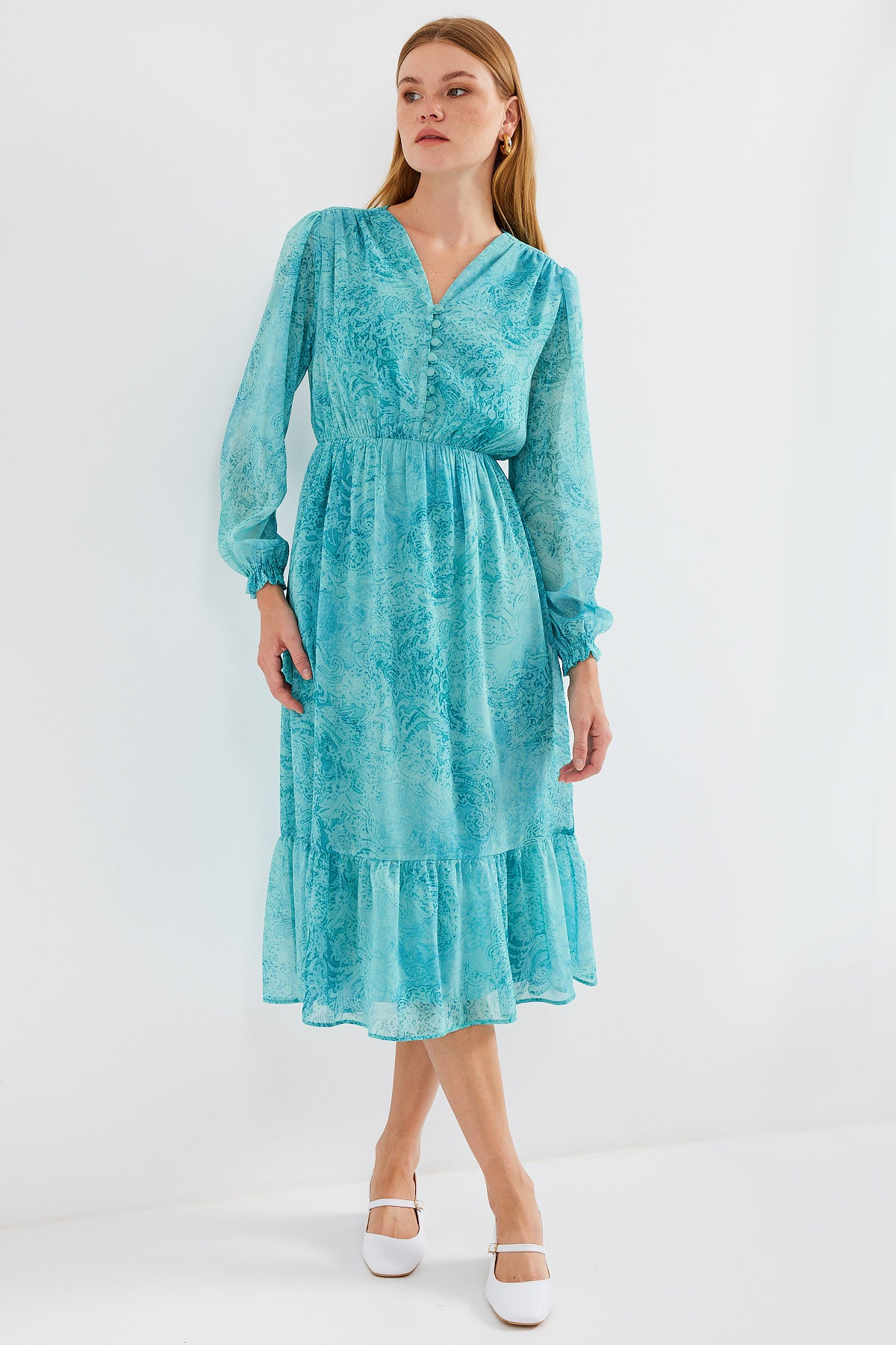 2137 robe en chiffon à motifs