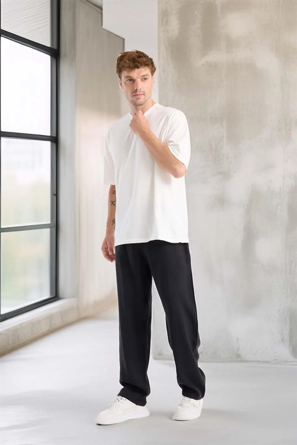 modal kumaş rahat kalip düz paça jogger erkek pantolon - Justyol