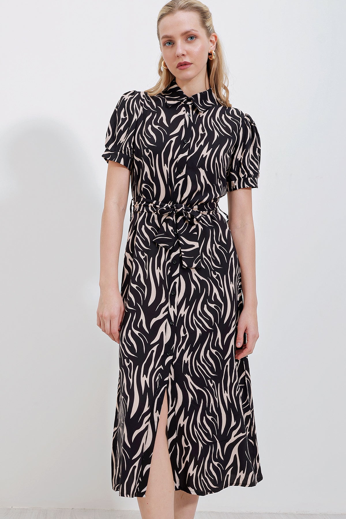 2213 kisa kol viskon elbise - Justyol