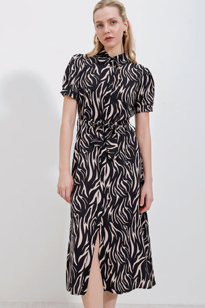 2213 kisa kol viskon elbise - Justyol