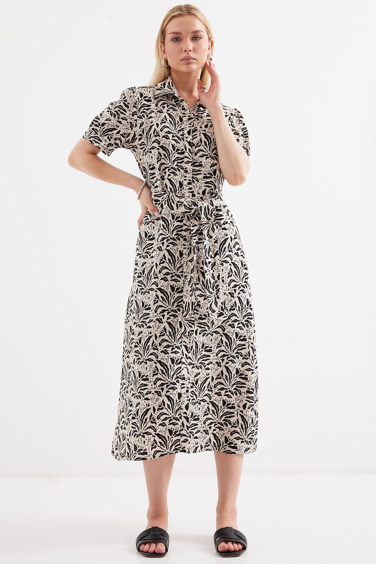 2213 kisa kol viskon elbise - Justyol