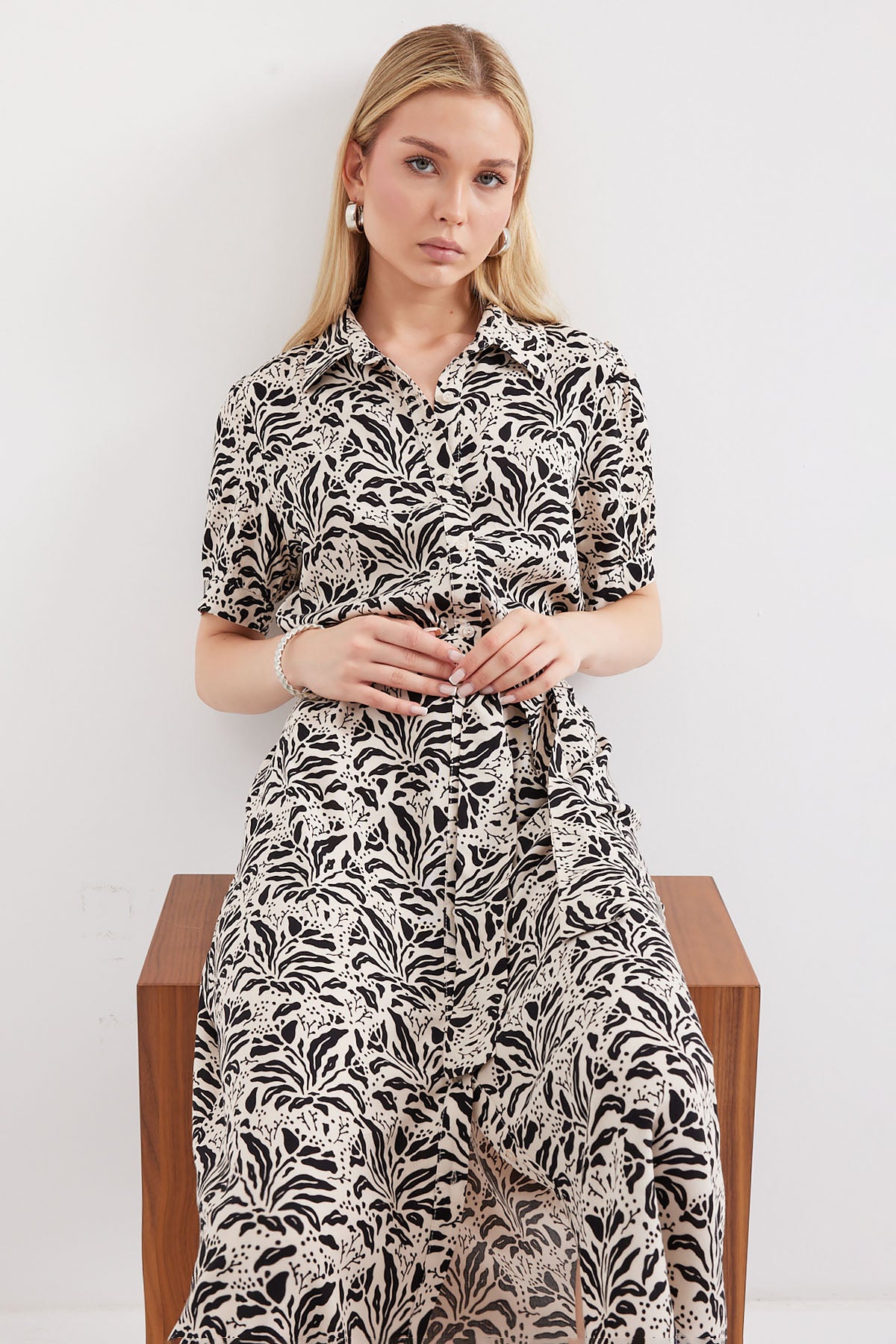 2213 kisa kol viskon elbise - Justyol