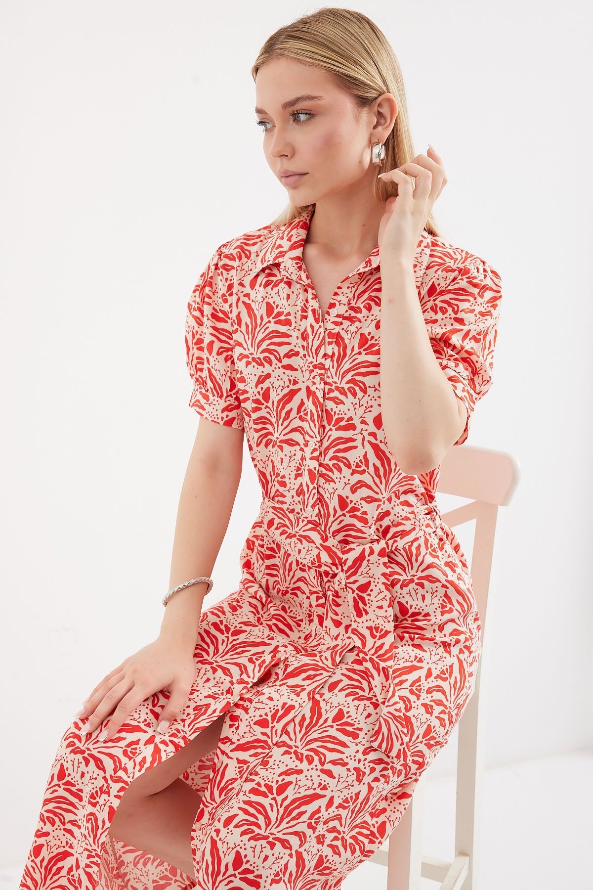 2213 kisa kol viskon elbise - Justyol