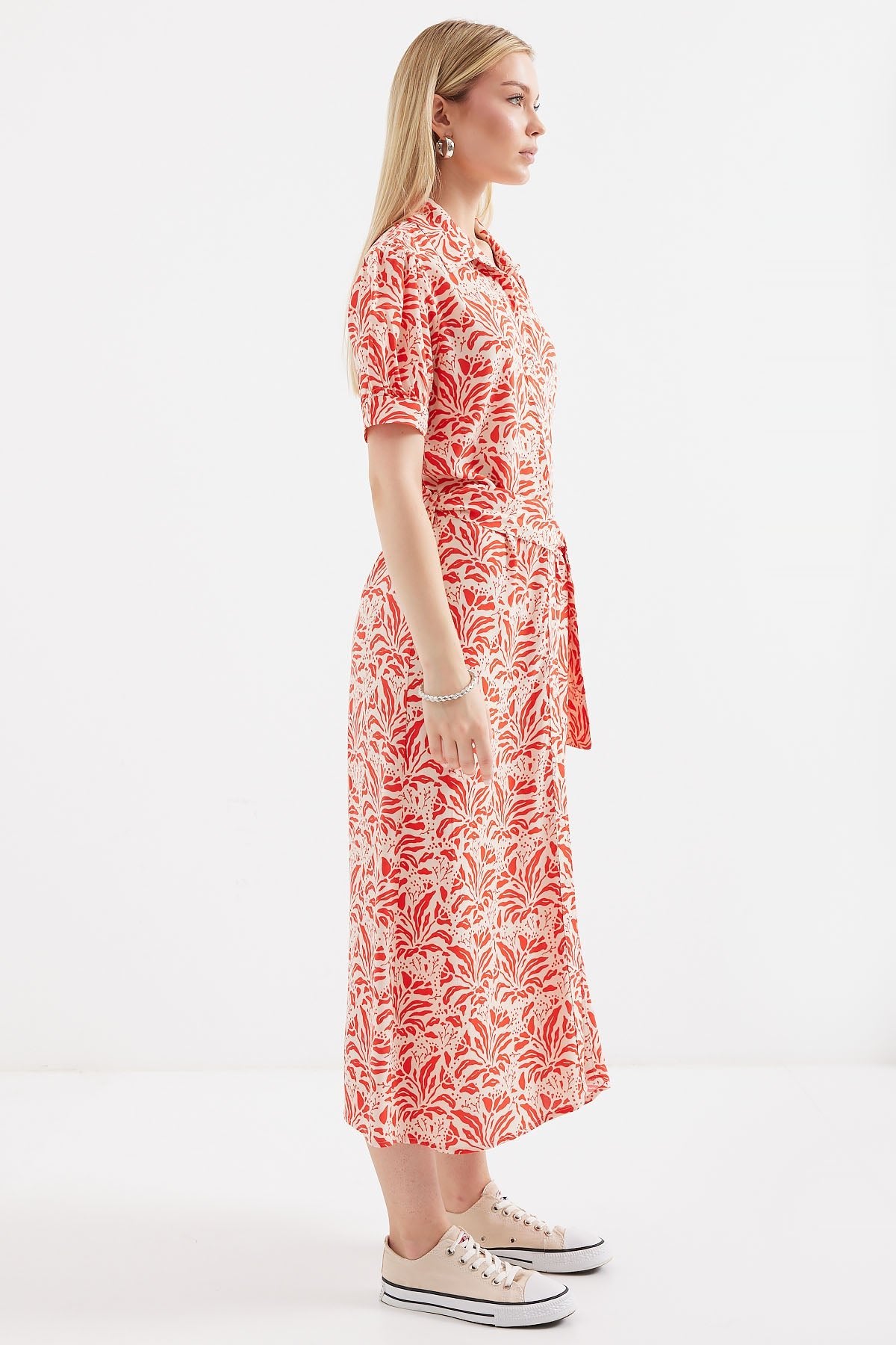 2213 kisa kol viskon elbise - Justyol