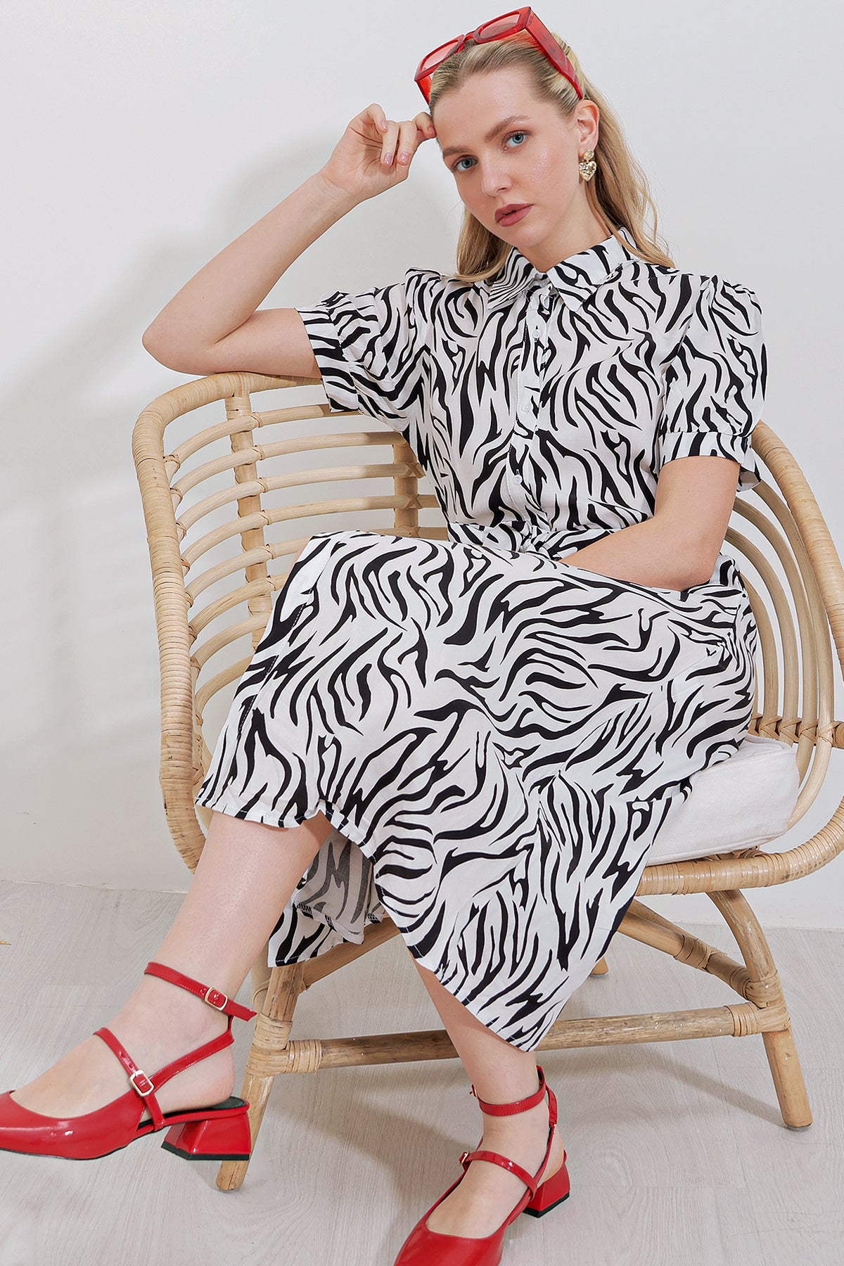 2213 kisa kol viskon elbise - Justyol