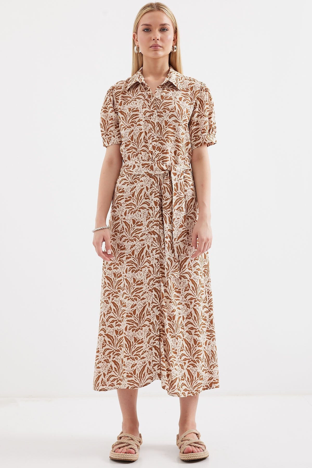 2213 kisa kol viskon elbise - Justyol