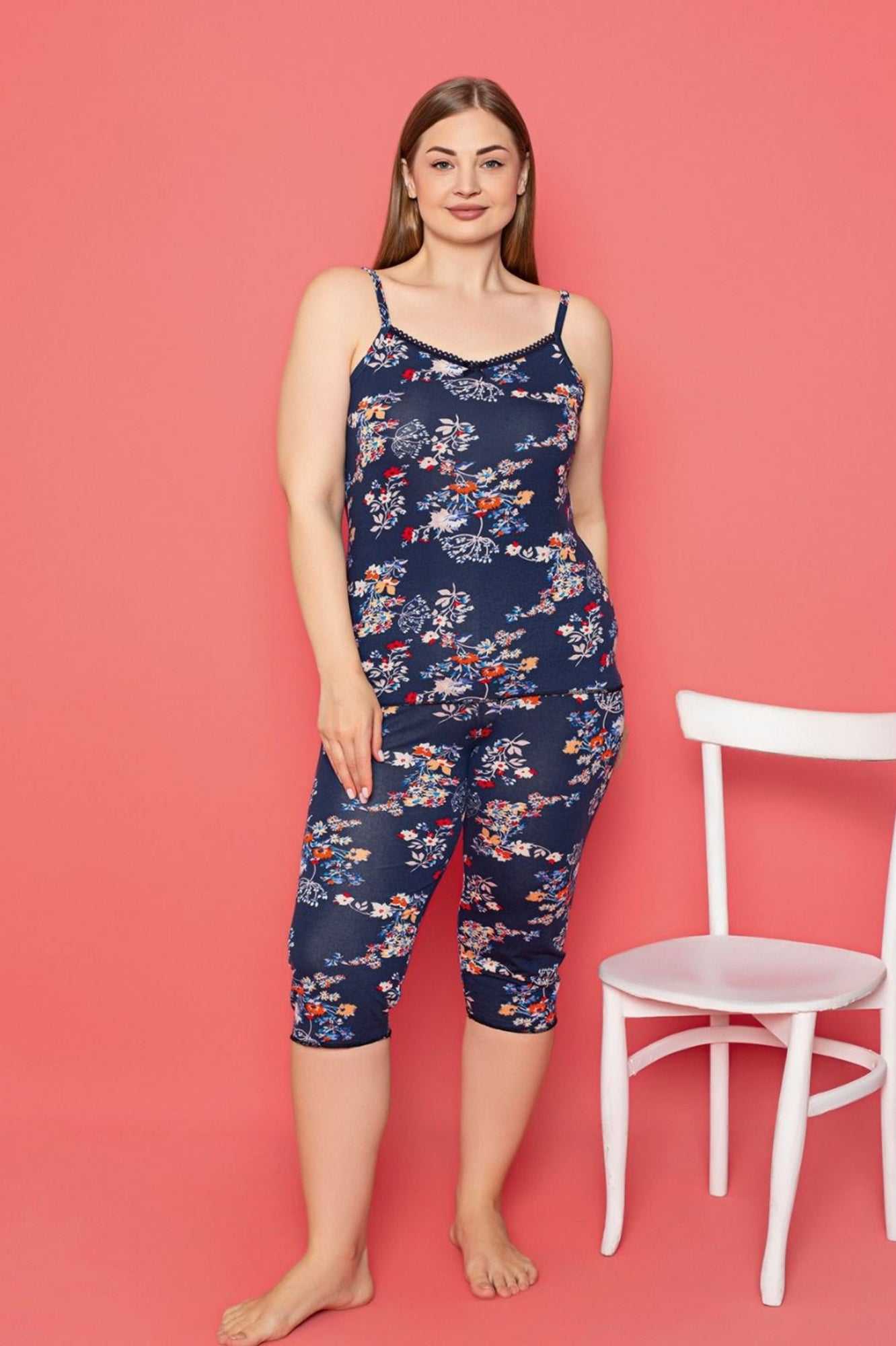 <tc>"Ensemble de pyjama à grande taille en viscose, avec motifs et bretelles, modèle X-Dreamy."</tc>