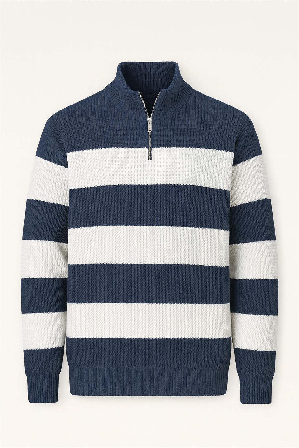 Pull Homme Pedro Rayé Demi-Zip en Maille Selanik
