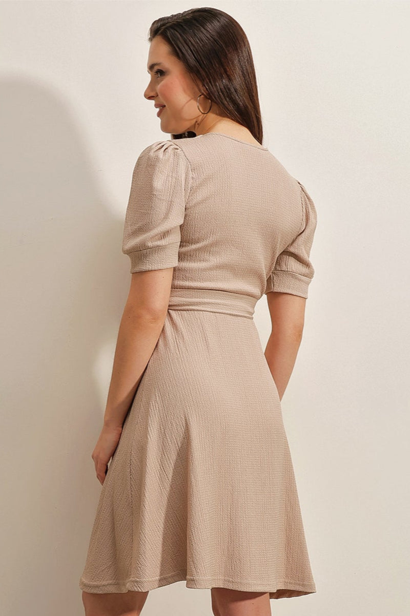 Robe Femme Maille avec Ceinture – Coupe Évasée