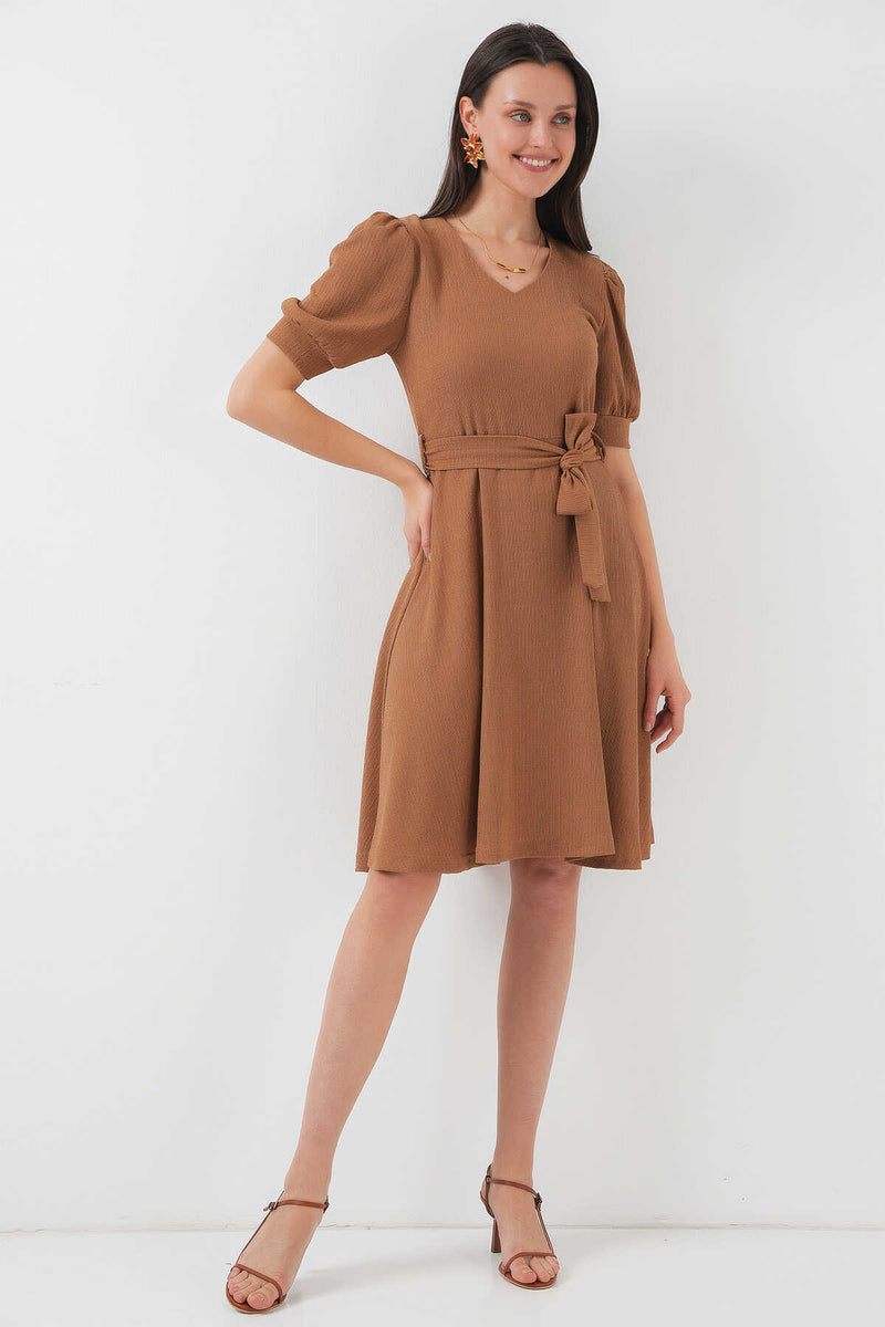 Robe Femme Maille avec Ceinture – Coupe Évasée