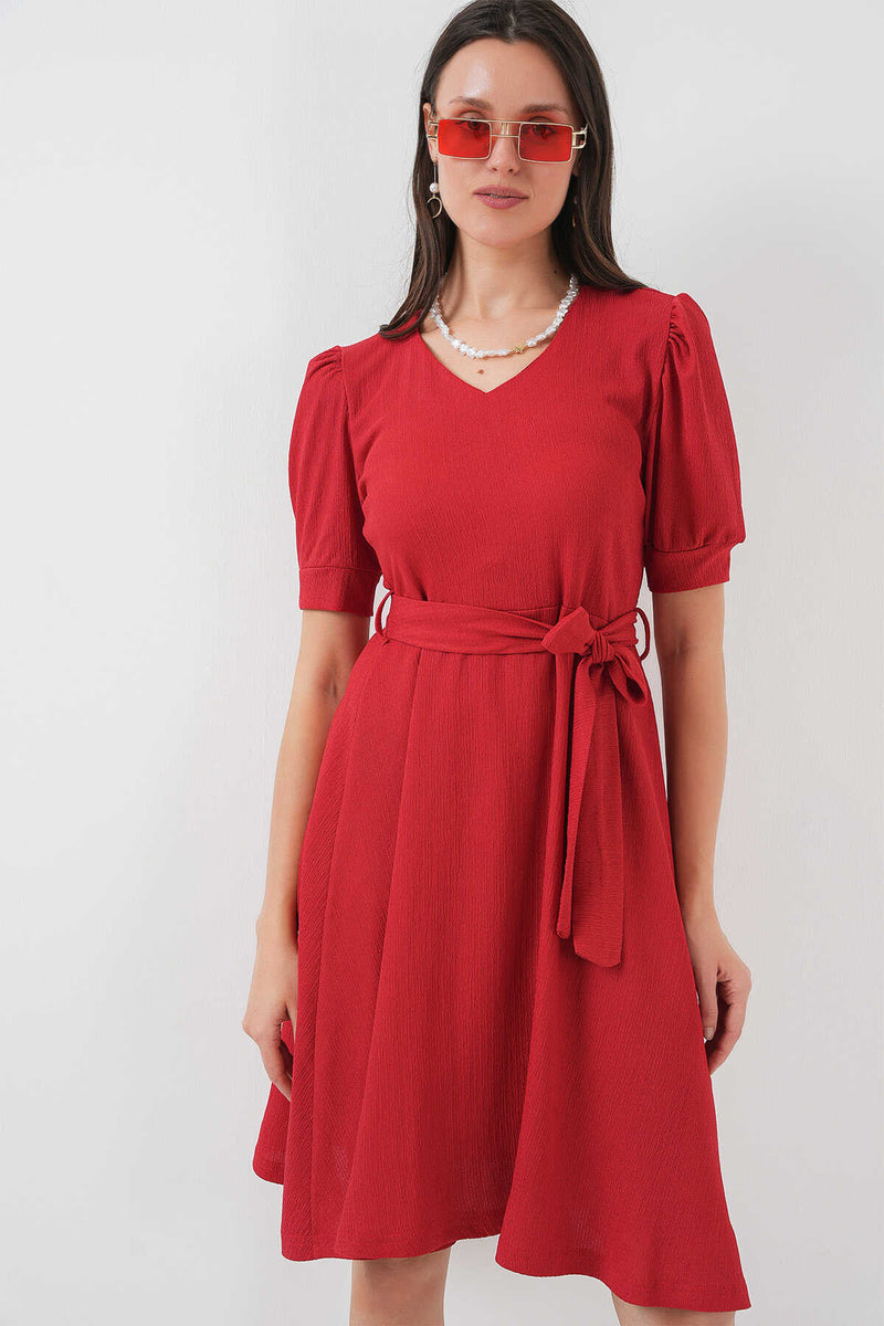 Robe Femme Maille avec Ceinture – Coupe Évasée