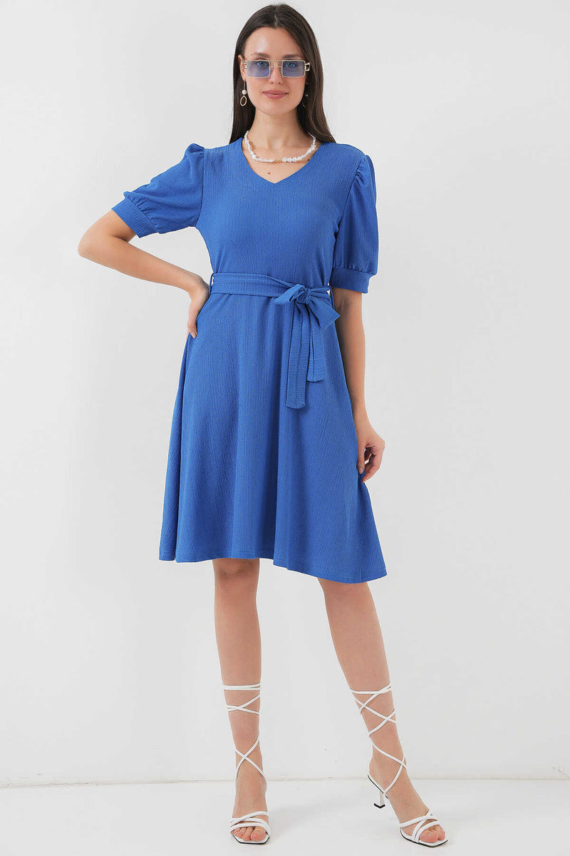 Robe Femme Maille avec Ceinture – Coupe Évasée