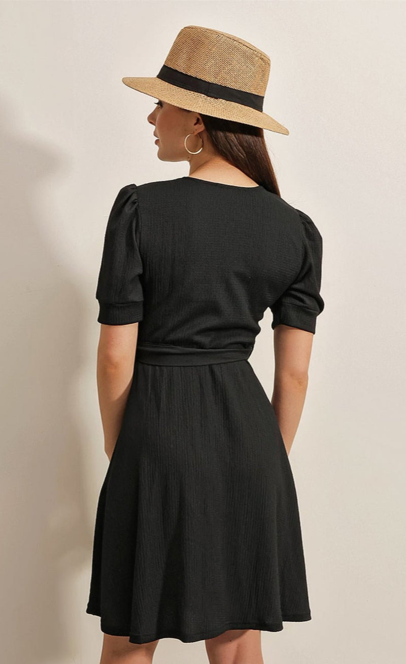 Robe Femme Maille avec Ceinture – Coupe Évasée